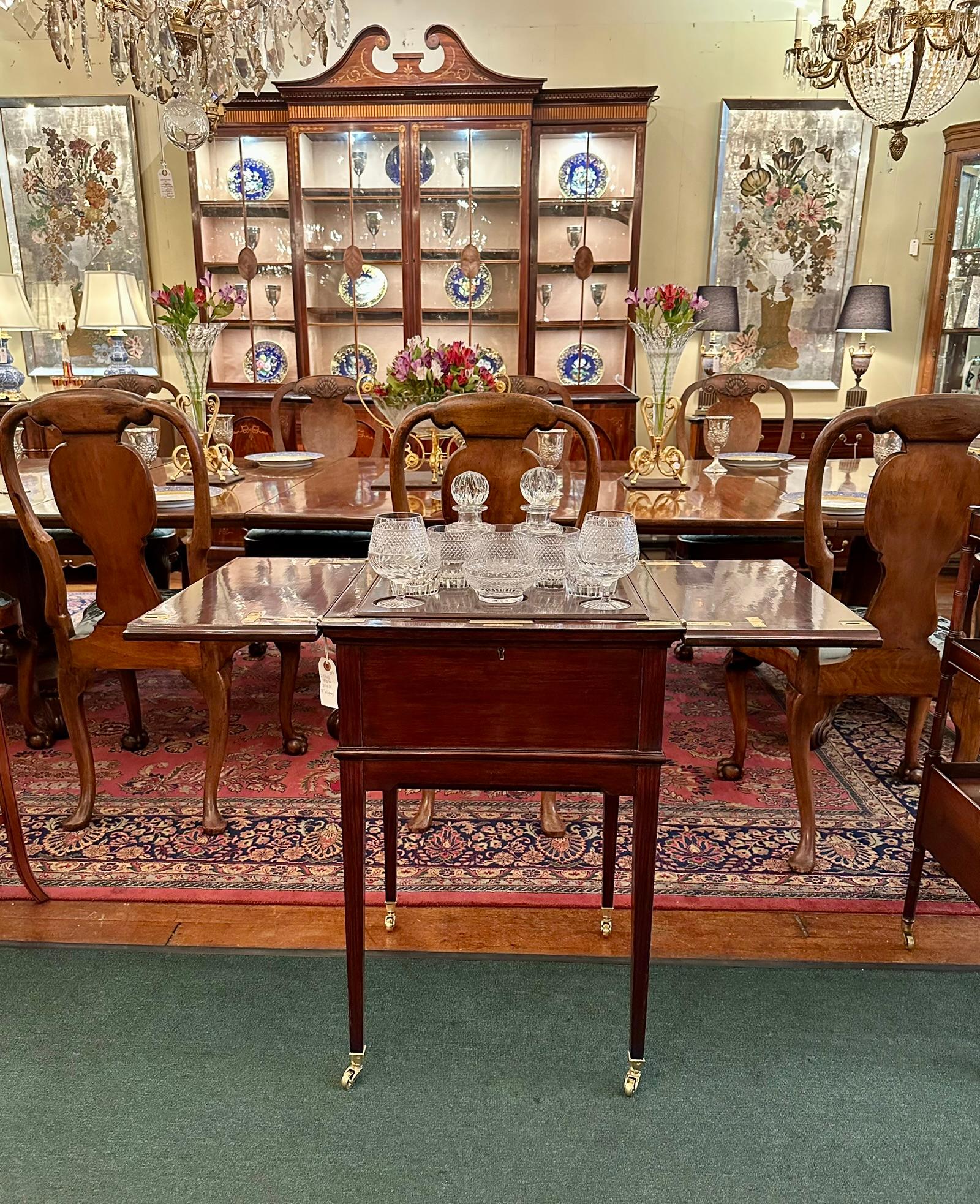 Antique English Mahogany and Cut Crystal Mechanical Surprise Bar, Circa 1930's. For Sale 4