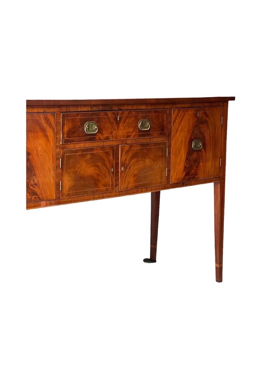 Antique English Mahogany and Walnut Buffet Or Side Table With Burl Accent  In Good Condition In Seattle, WA