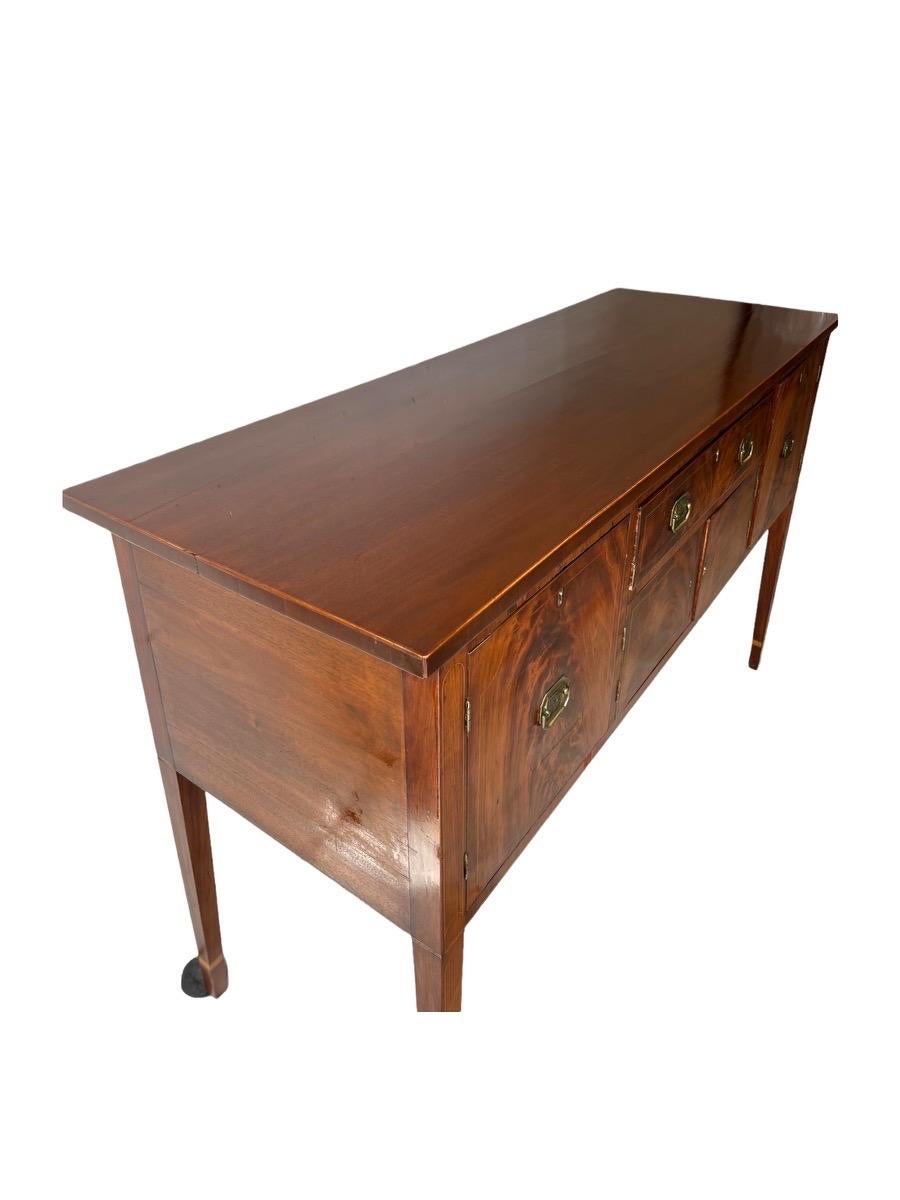 Wood Antique English Mahogany and Walnut Buffet Or Side Table With Burl Accent 