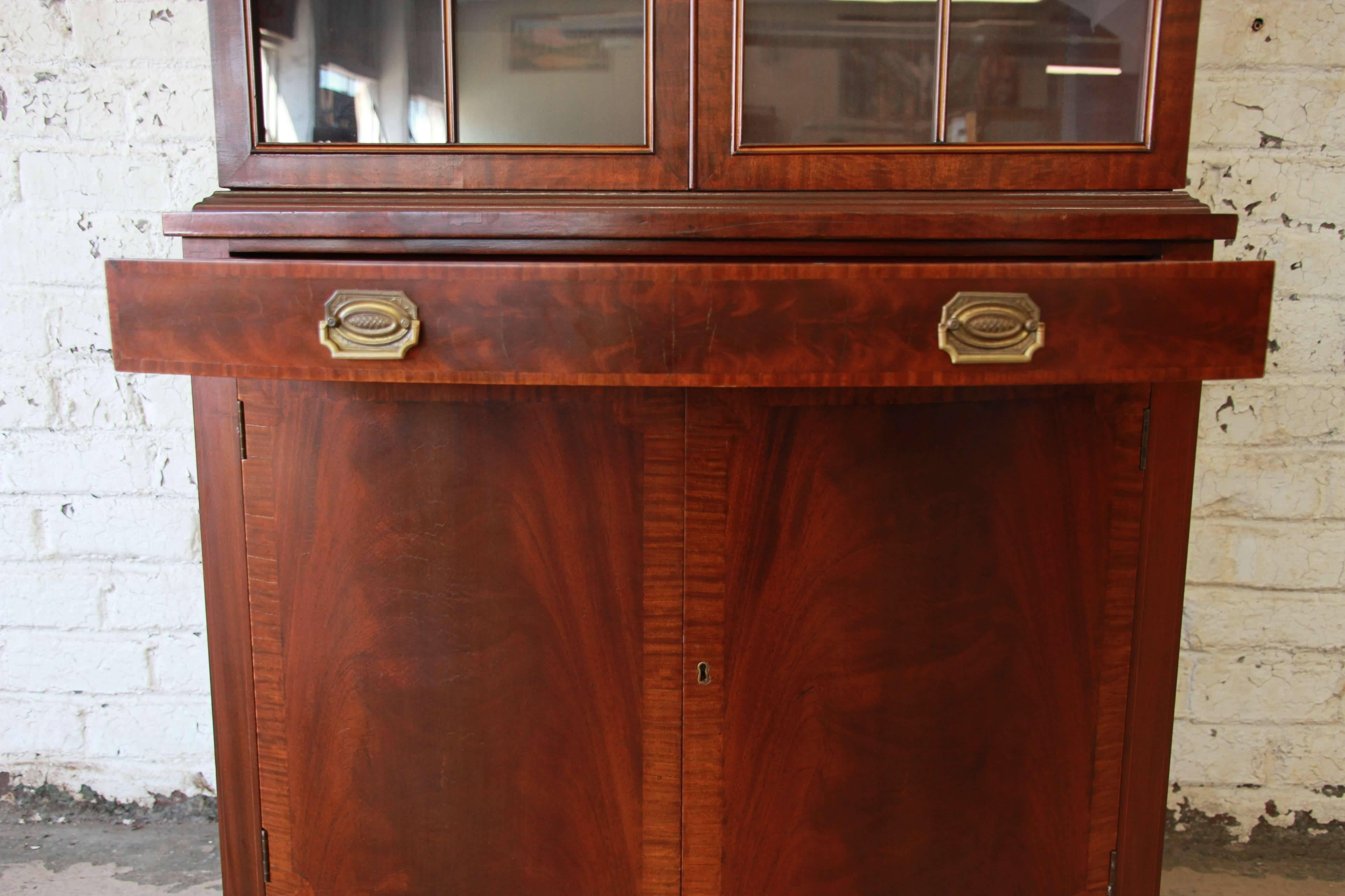 Antique English Mahogany Banded Edge Cabinet 1