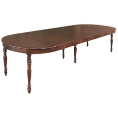 Antique English Mahogany Banquet Table with 5 Leaves