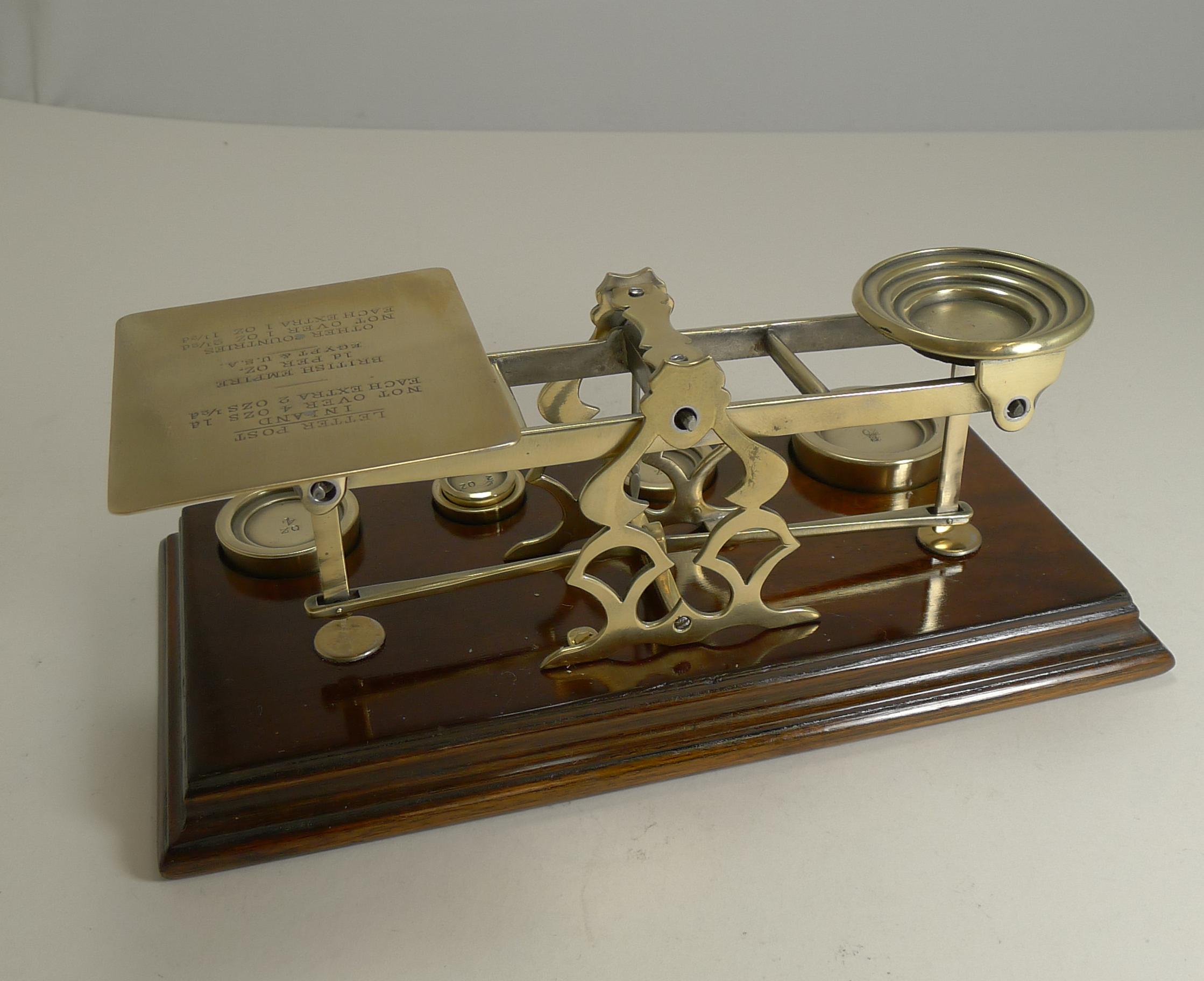 Late Victorian Antique English Mahogany & Brass Letter Scales, S. Mordan & Co., London