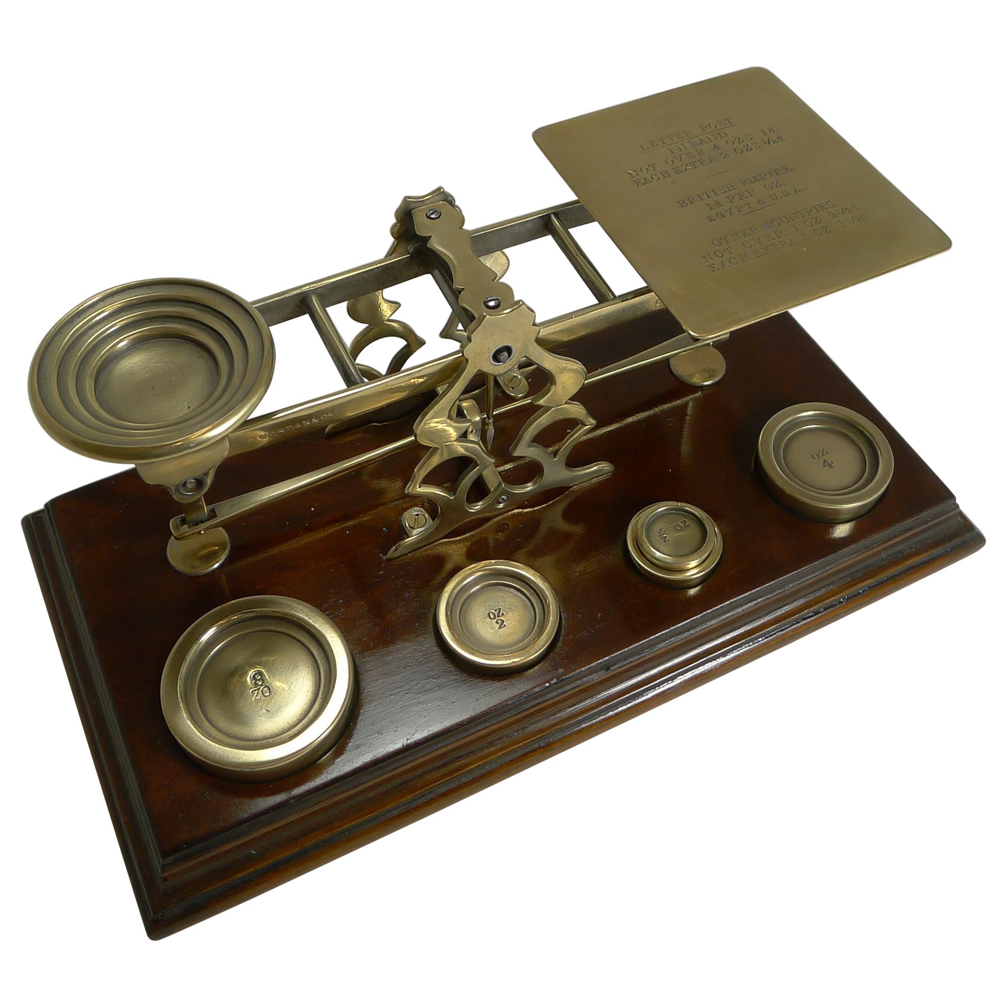 Antique English Mahogany & Brass Letter Scales, S. Mordan & Co., London