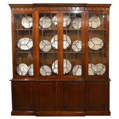 Antique English Mahogany Breakfront Bookcase, Late Georgian