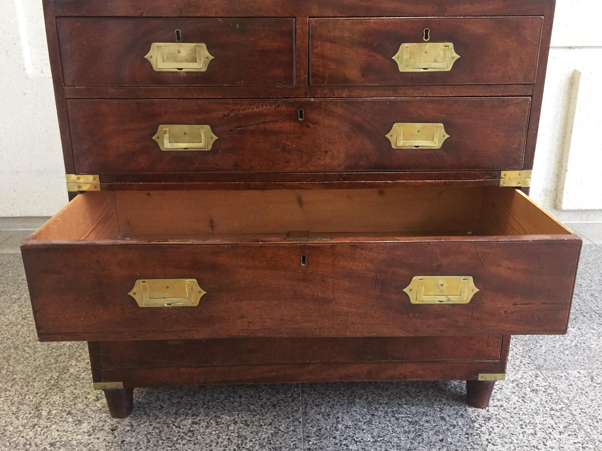 Antique English Mahogany Campaign Chest 9