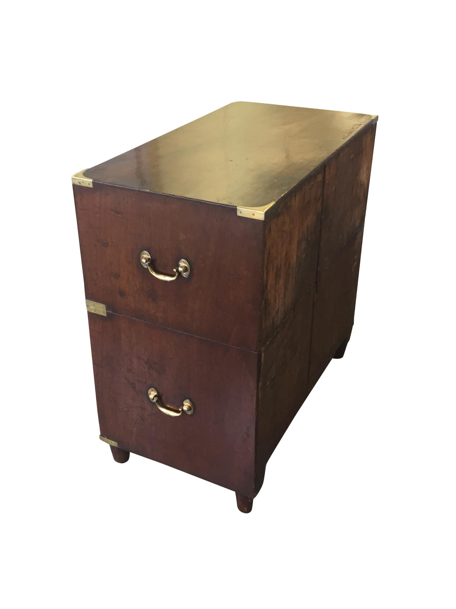 Brass Antique English Mahogany Campaign Chest