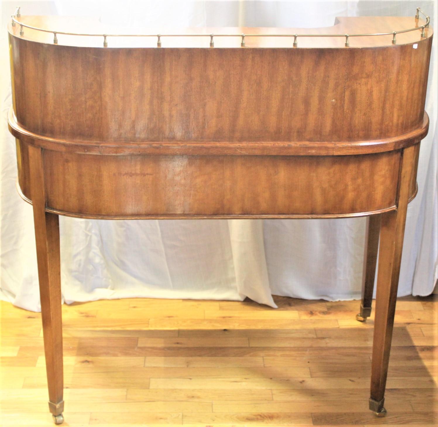 Antique English Carlton House Desk with Marquetry & Brass Accents For Sale 1