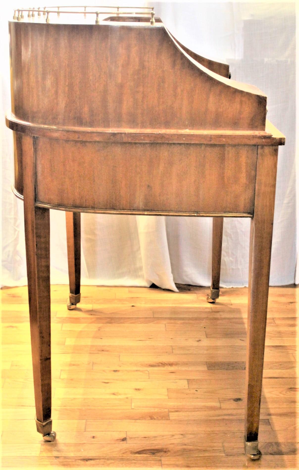 Antique English Carlton House Desk with Marquetry & Brass Accents For Sale 2