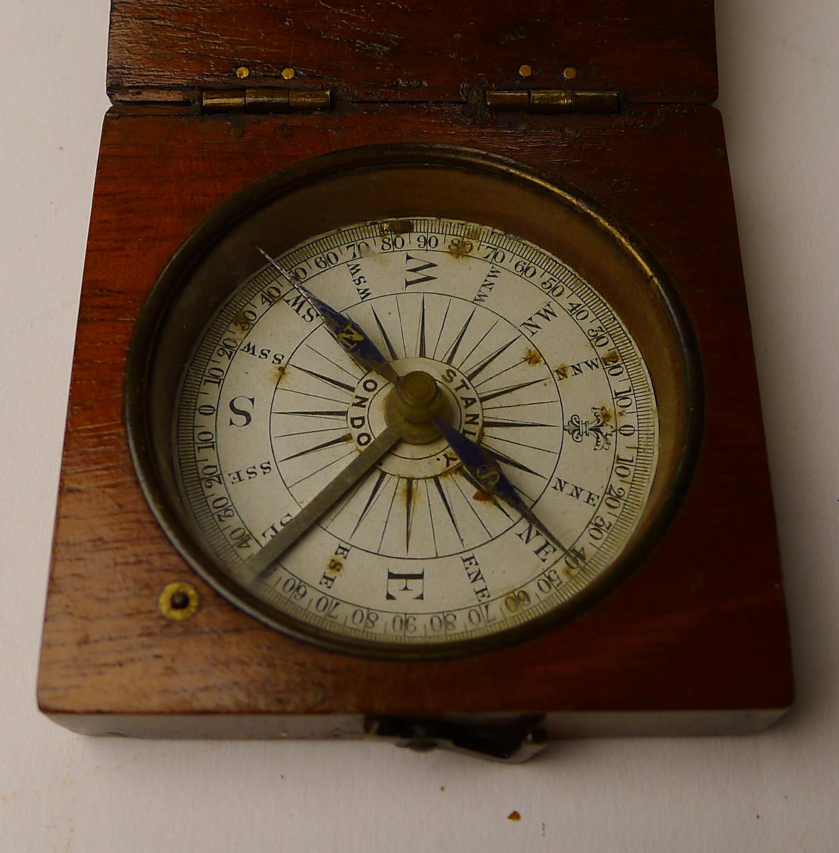 Victorian Antique English Mahogany Cased Compass by Stanley, London For Sale
