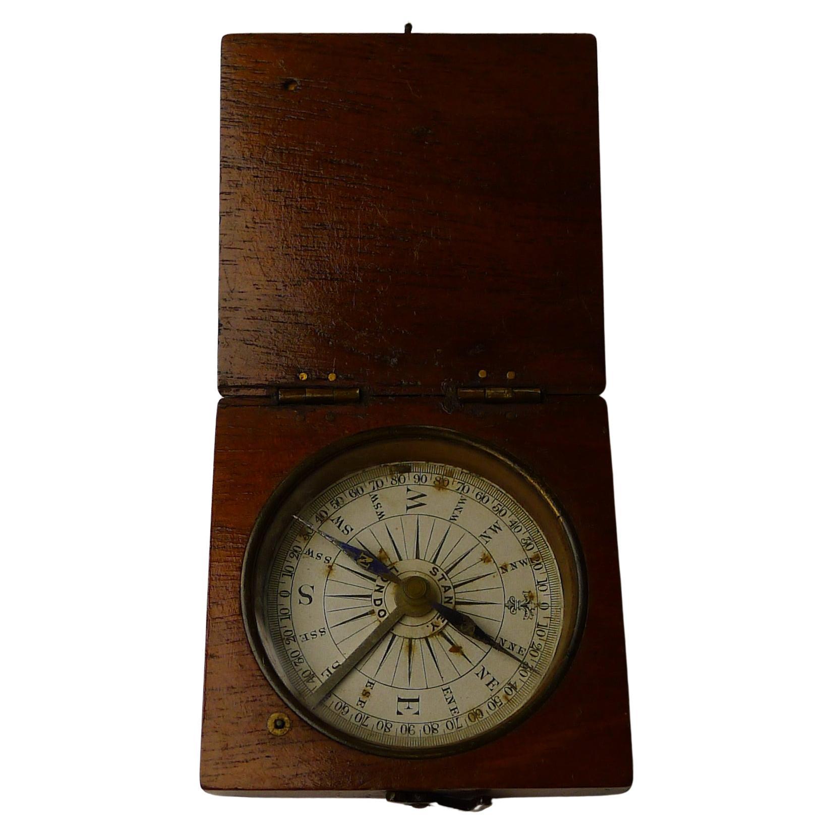 Antiker englischer Mahagoni-Kompass mit Gehäuse aus Mahagoni von Stanley, London