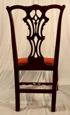 Antique English Mahogany Chair Fretwork Design Chippendale, circa 1870-1880