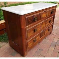 Antique English Mahogany Chest of Drawers With Marble Top
