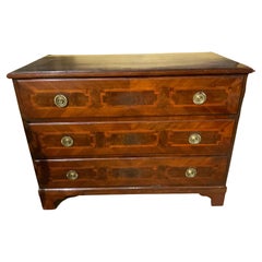 Antique English Mahogany Chest / Three Drawers with Banding of Exotic Woods