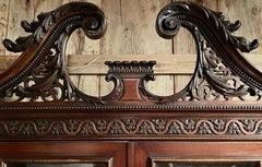 Antique English Mahogany Chippendale Breakfront Bookcase, Circa 1890.