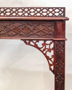 Antique English Mahogany Chippendale Fretwork Tea Table, circa 1860-1870