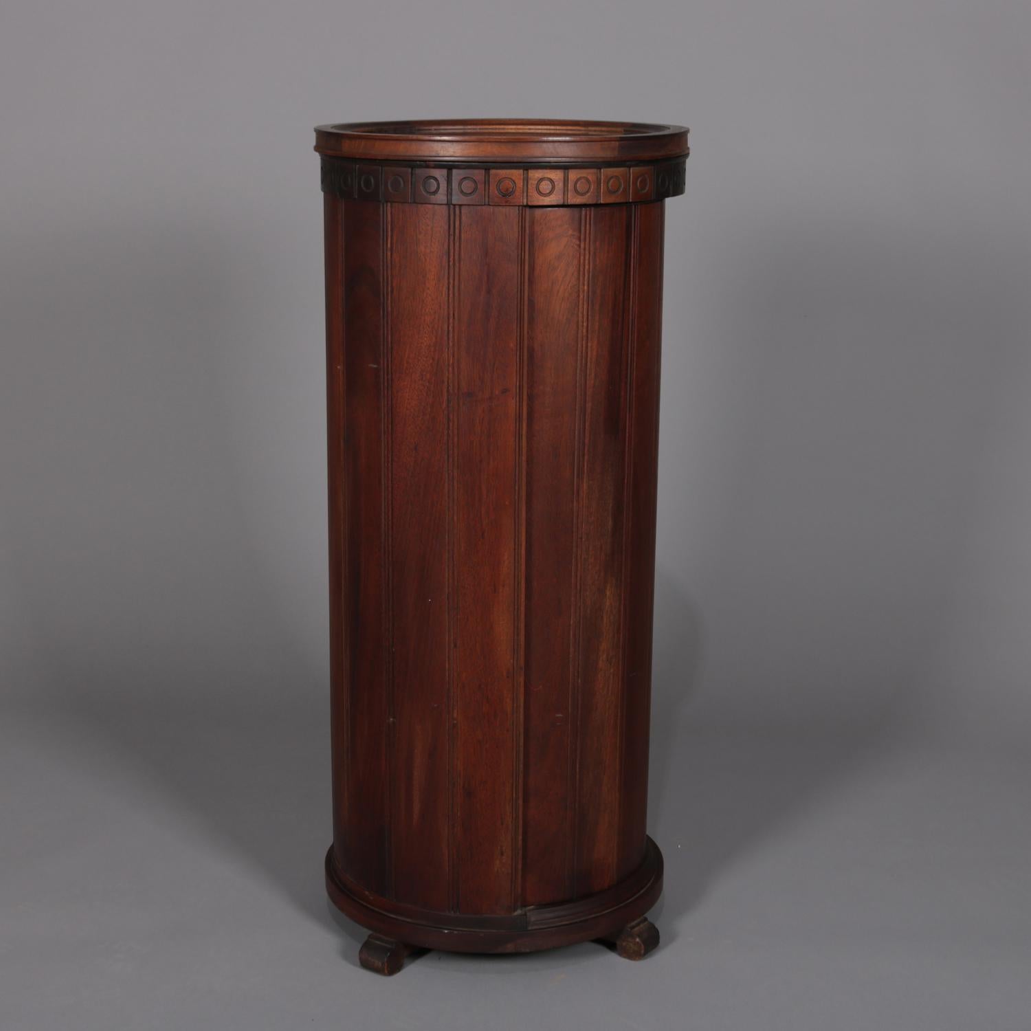 20th Century Antique English Mahogany Column Form Liquor Cellarette and Display Pedestal