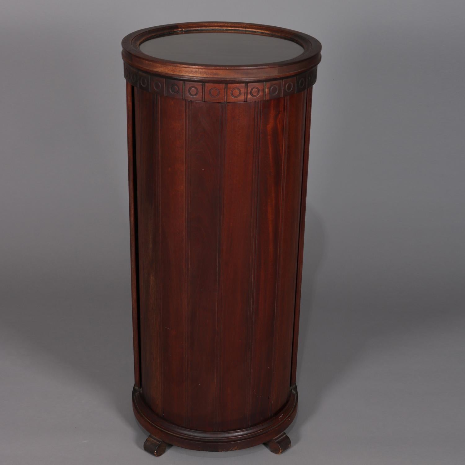 Antique English Mahogany Column Form Liquor Cellarette and Display Pedestal 1