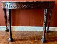 Antique English Mahogany Demi-Lune Console Table, Circa 1880's.