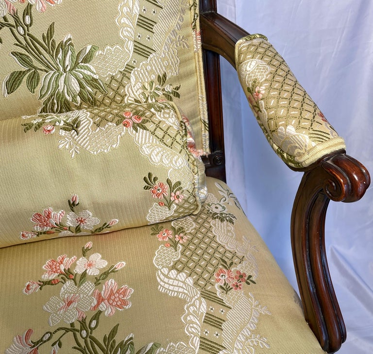 Antique English Mahogany Desk Chair with Scalamandre Fabric, Circa 1850 ...