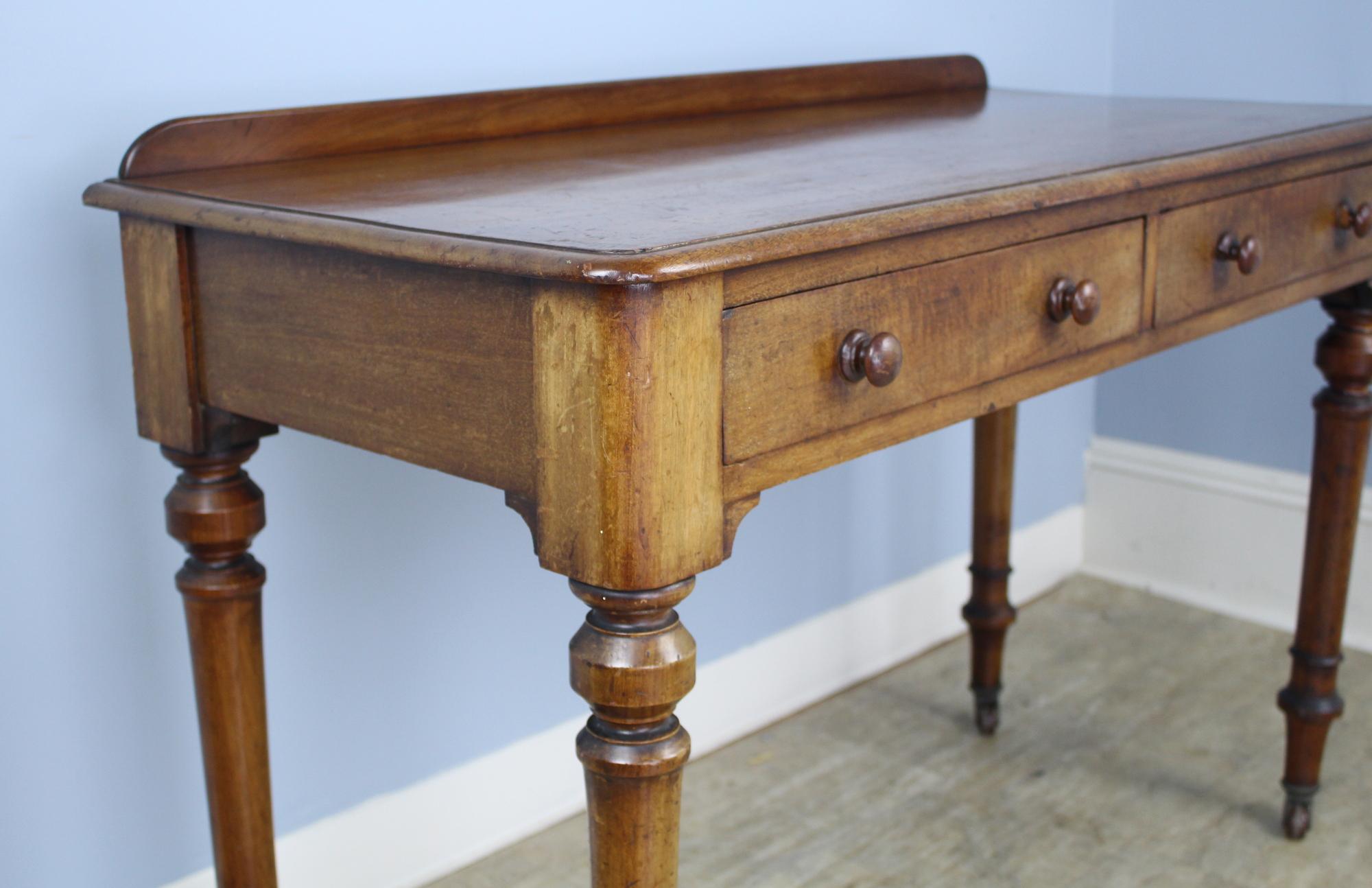 Antique English Mahogany Desk with Galleried Back 1