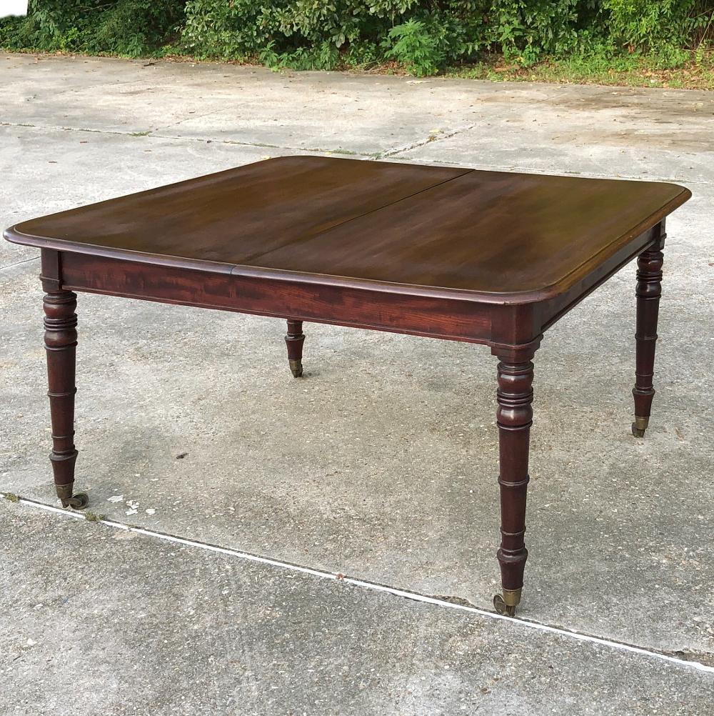20th Century Antique English Mahogany Dining Table with Leaf