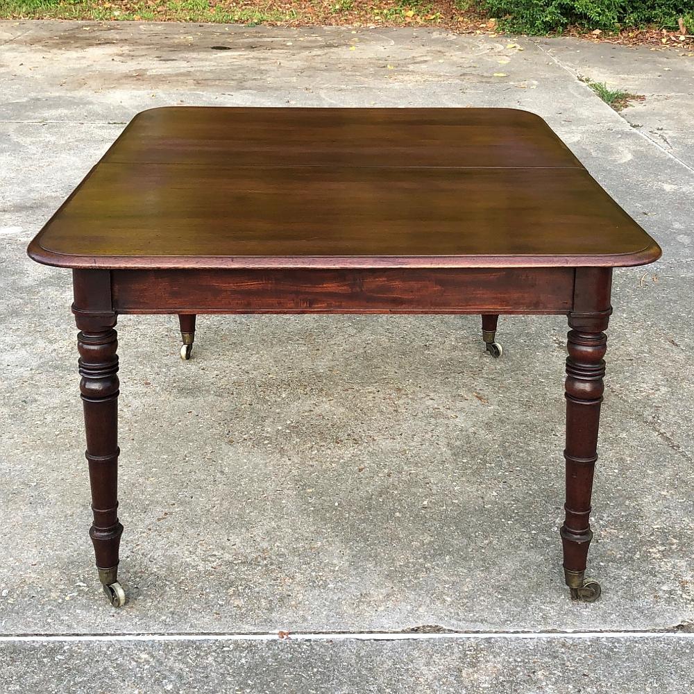 Antique English Mahogany Dining Table with Leaf 1
