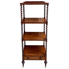 Antique English Mahogany Display Shelf Barley Twist Étagère Bookcase, 19th c