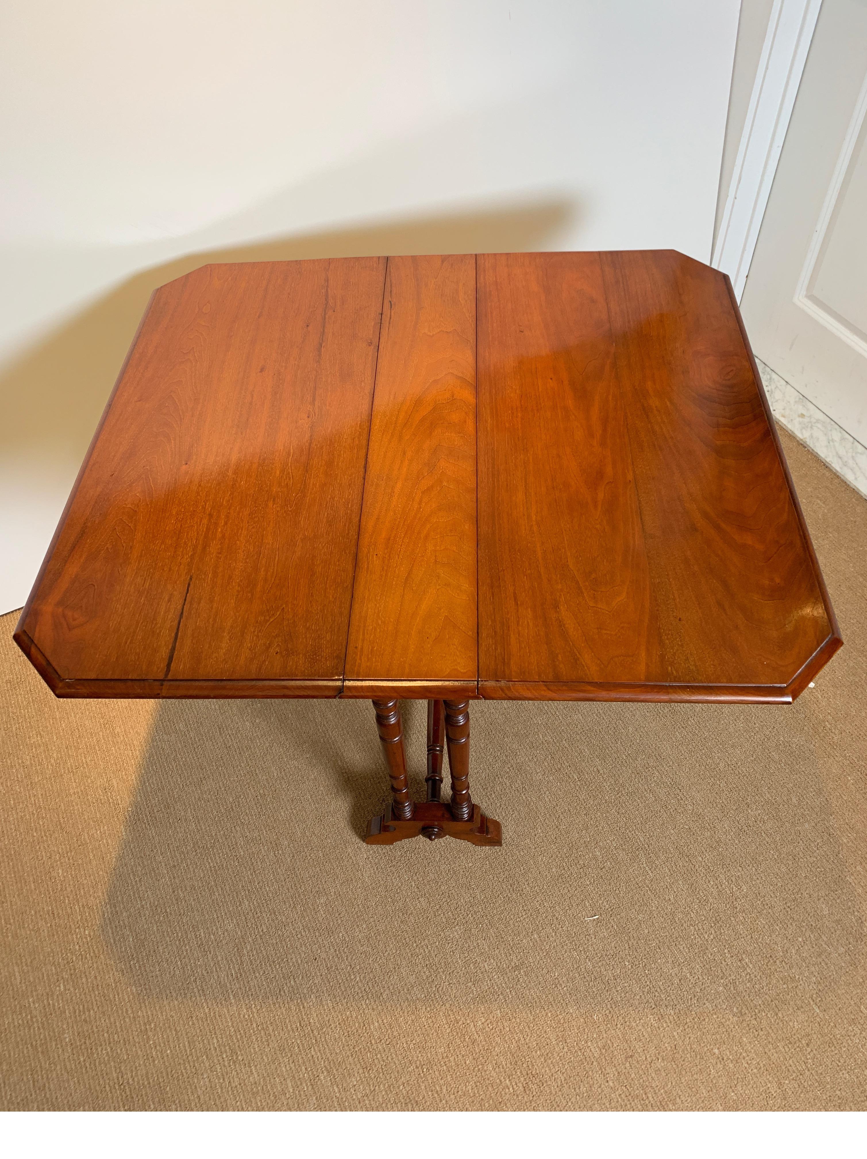 Victorian Antique English Mahogany Drop-Leaf Tuck Away Table