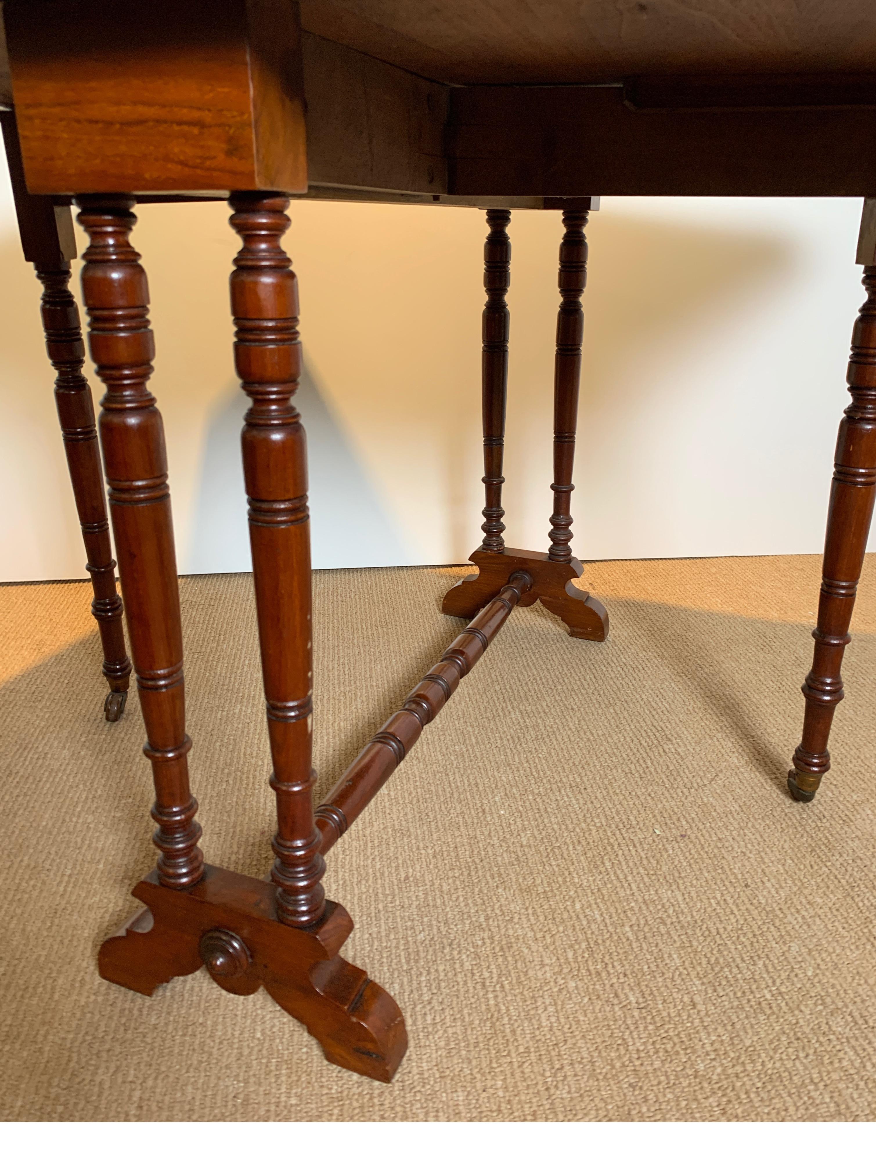 Antique English Mahogany Drop-Leaf Tuck Away Table 1