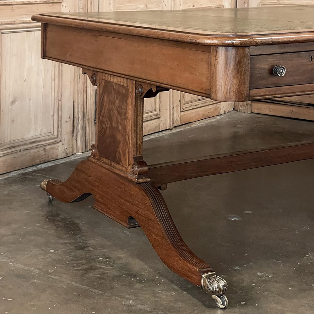 Antique English Mahogany Edwardian Partner's Desk with Leather Top 4