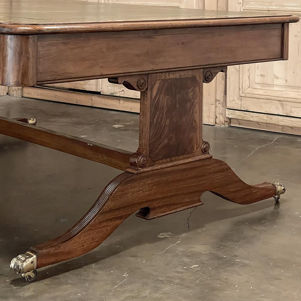 Antique English Mahogany Edwardian Partner's Desk with Leather Top 9