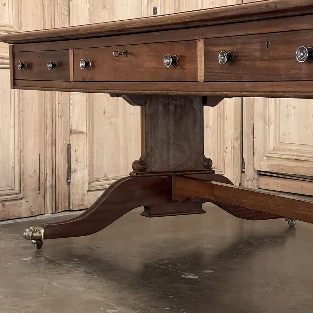 Antique English Mahogany Edwardian Partner's Desk with Leather Top 10