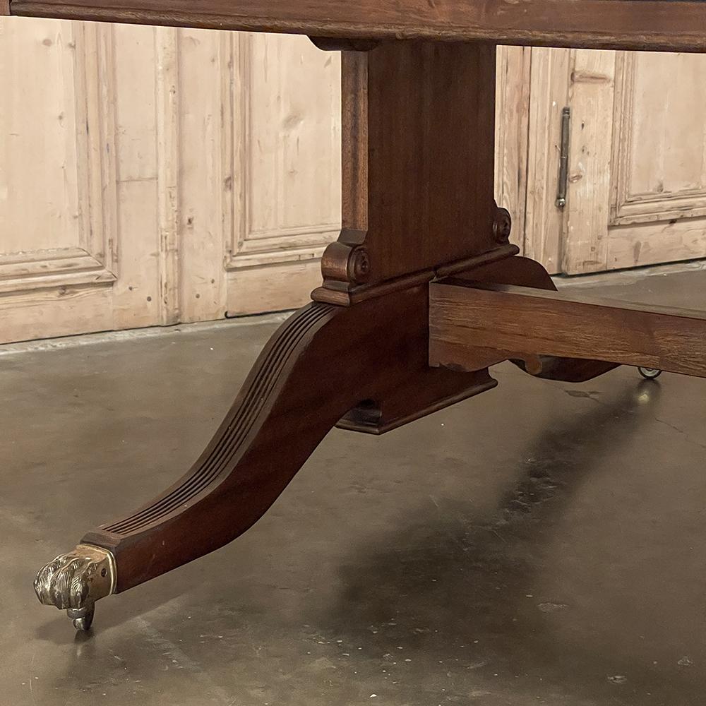 Antique English Mahogany Edwardian Partner's Desk with Leather Top 11