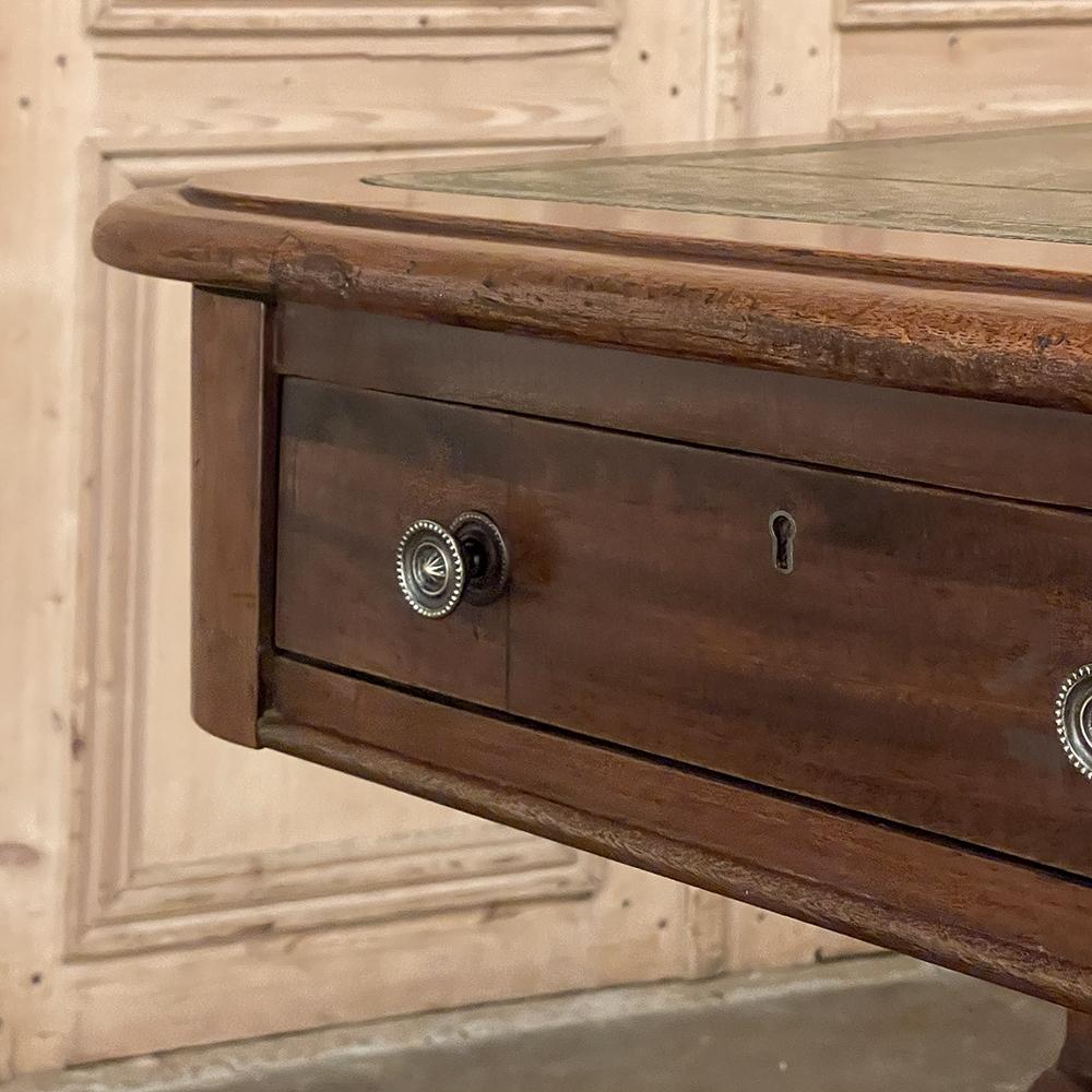Antique English Mahogany Edwardian Partner's Desk with Leather Top 12