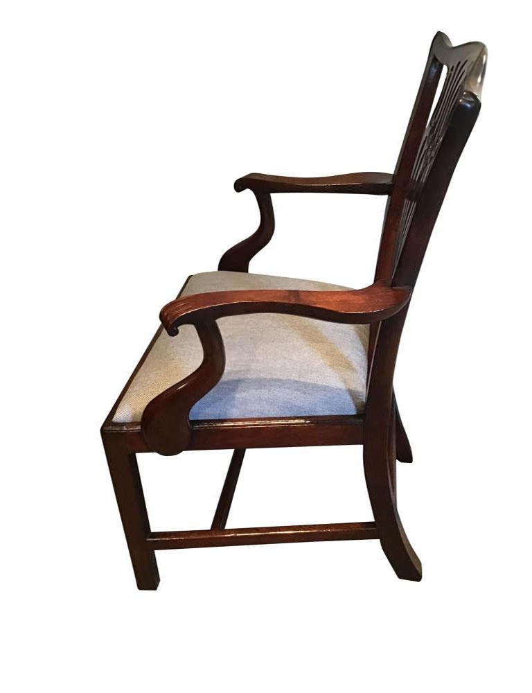 19th Century Antique English Mahogany Elbow Chair For Sale