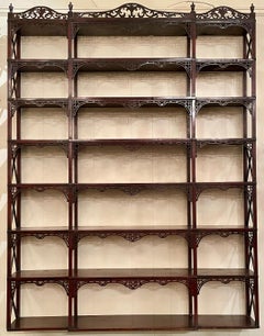 Antique English Mahogany Etagere with Chippendale Fretwork, Over 100 Years Old.