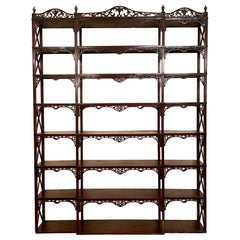 Antique English Mahogany Etagere with Chippendale Fretwork, Over 100 Years Old.