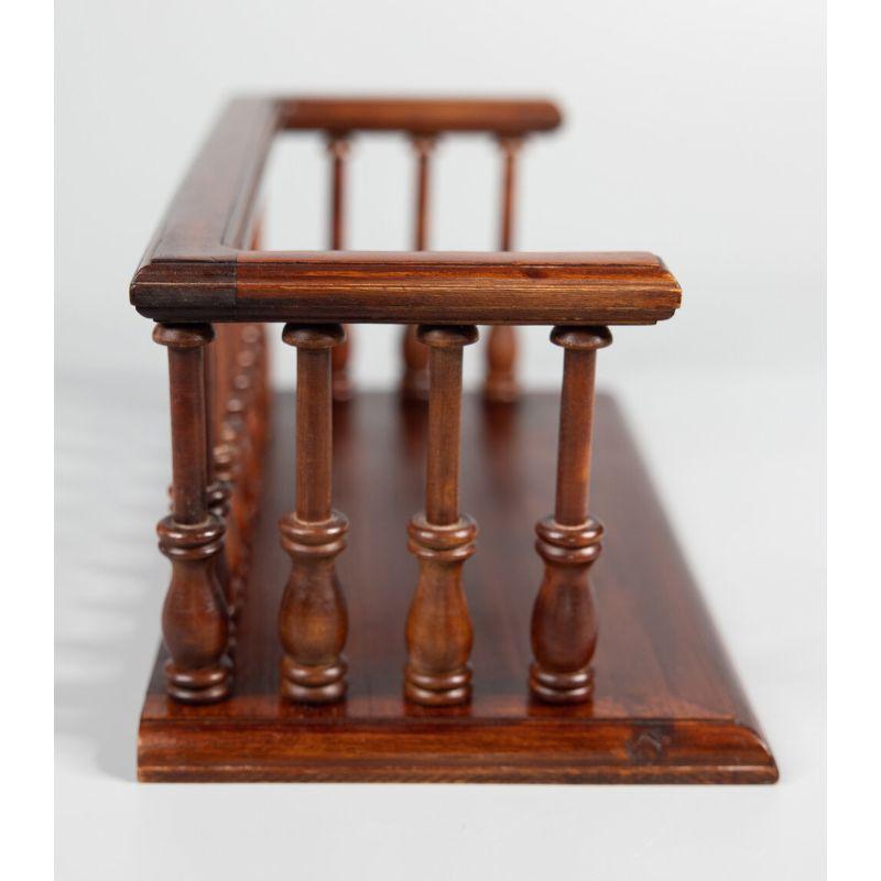 Edwardian Antique English Mahogany Galleried Book Trough Desk Top Rack Bookends