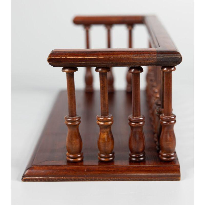 20th Century Antique English Mahogany Galleried Book Trough Desk Top Rack Bookends
