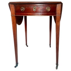 Antique English Mahogany George III Pembroke 
Drop Leaf
 Table, Circa 1810-1820