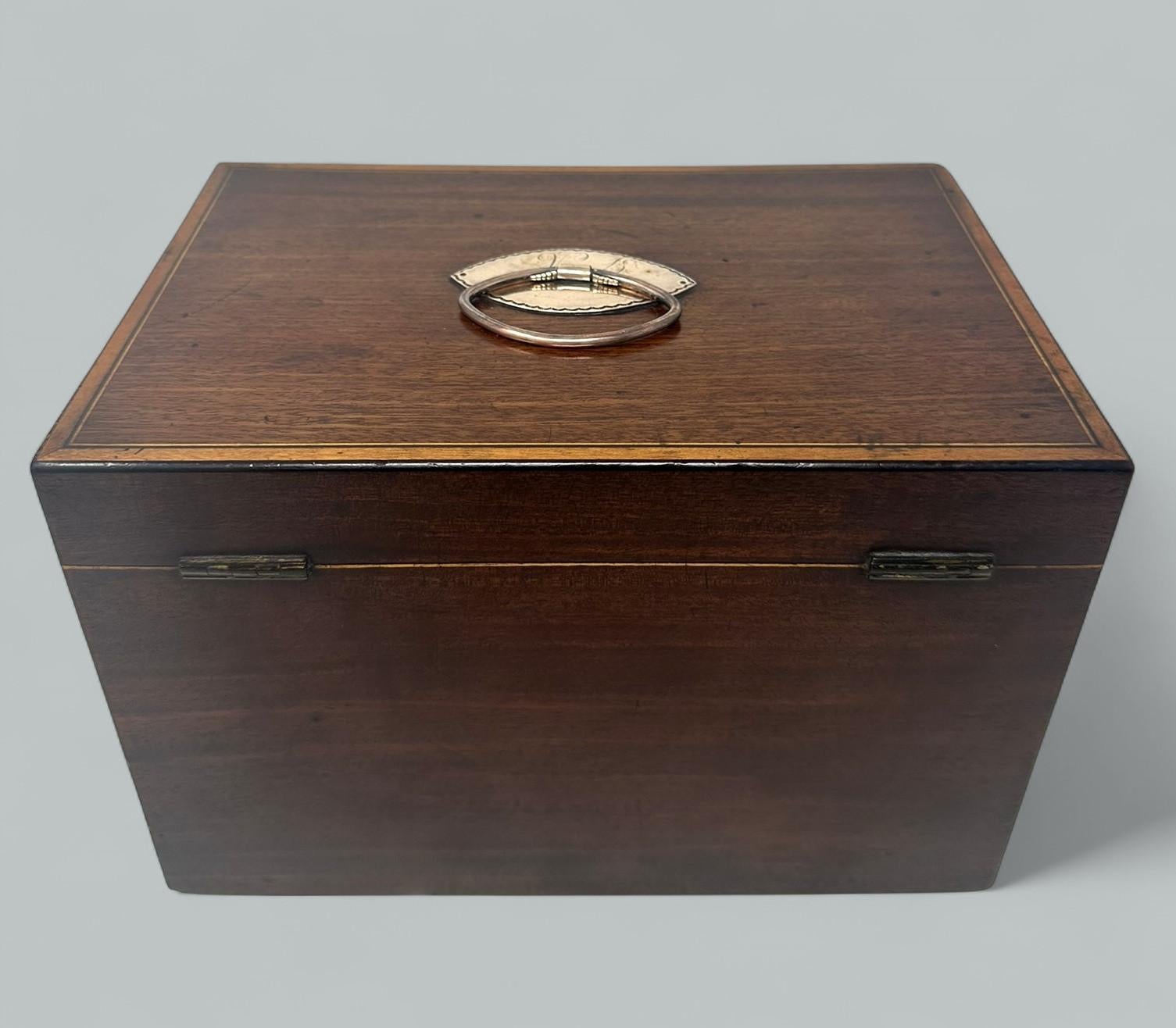 Antiguo Georgiano Inglés de Caoba  Caja de té doble atrib Gillows  siglo XVIII en venta 3