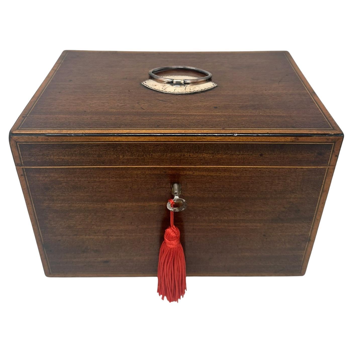 Antiguo Georgiano Inglés de Caoba  Caja de té doble atrib Gillows  siglo XVIII en venta