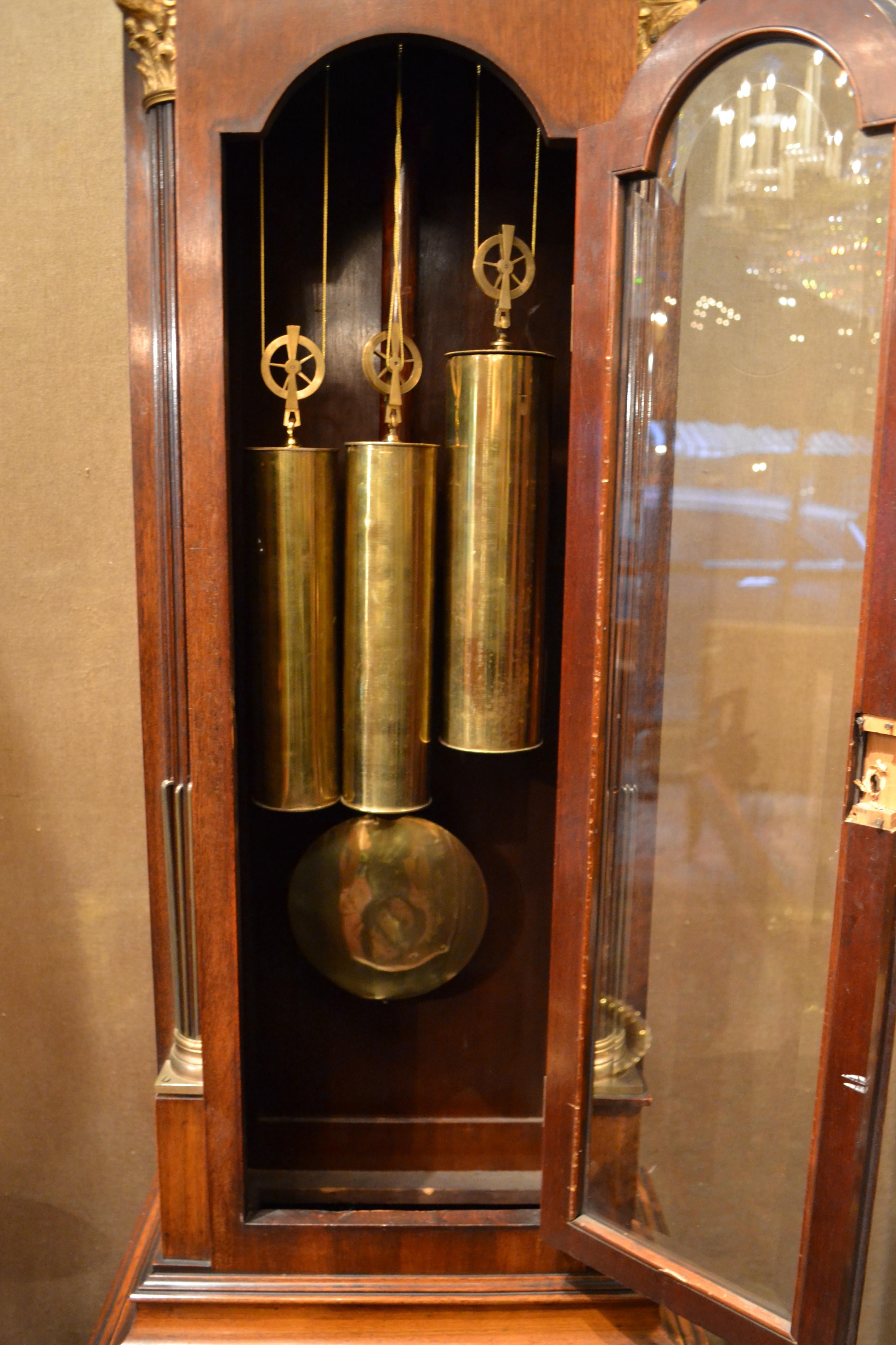 8 bells and gongs, this is a magnificent clock in every aspect of its construction.