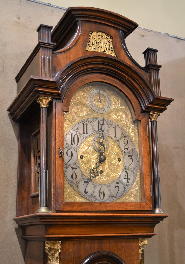 Antique English Mahogany Grandfather Clock, circa 1890 For Sale at 1stDibs