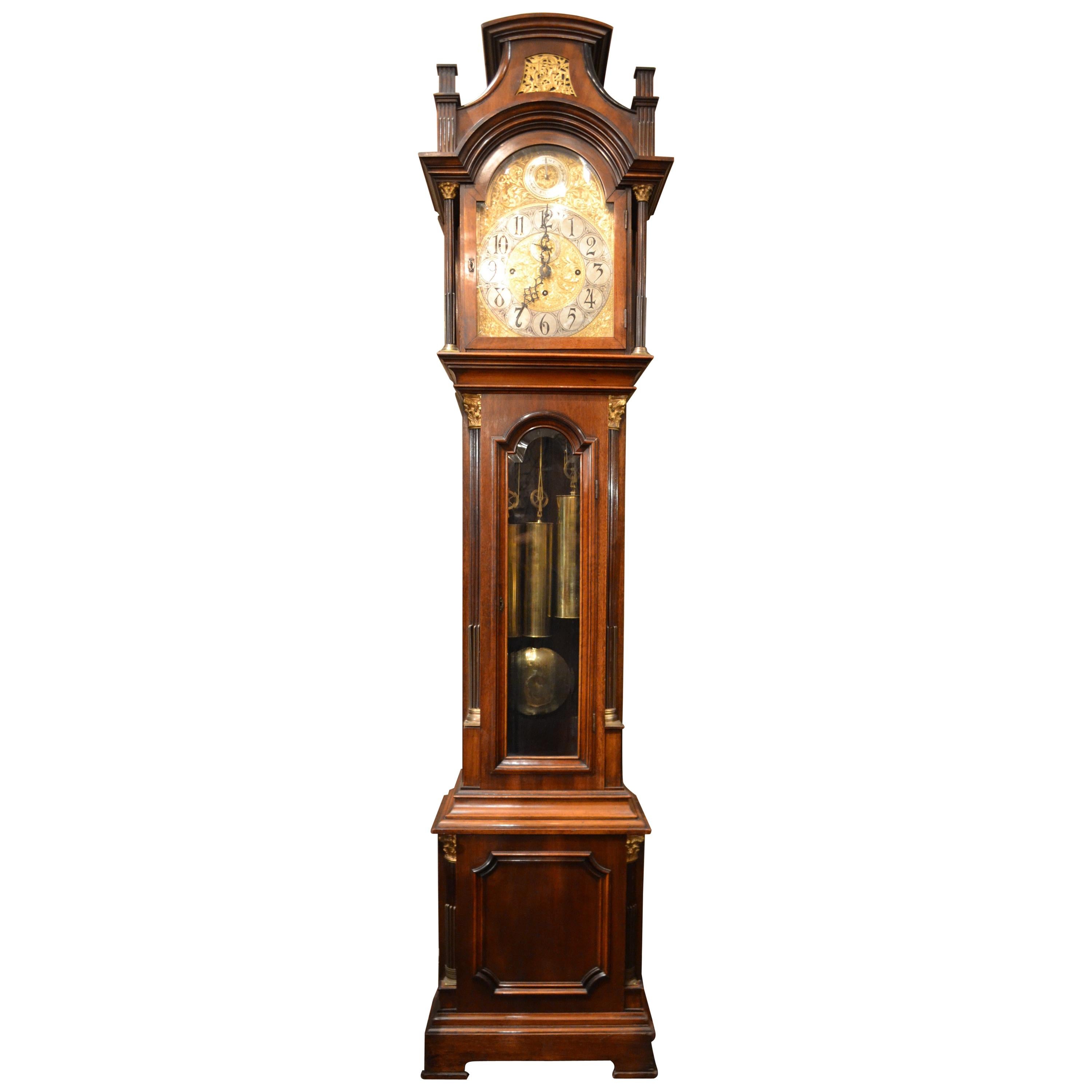 Antique English Mahogany Grandfather Clock, circa 1890