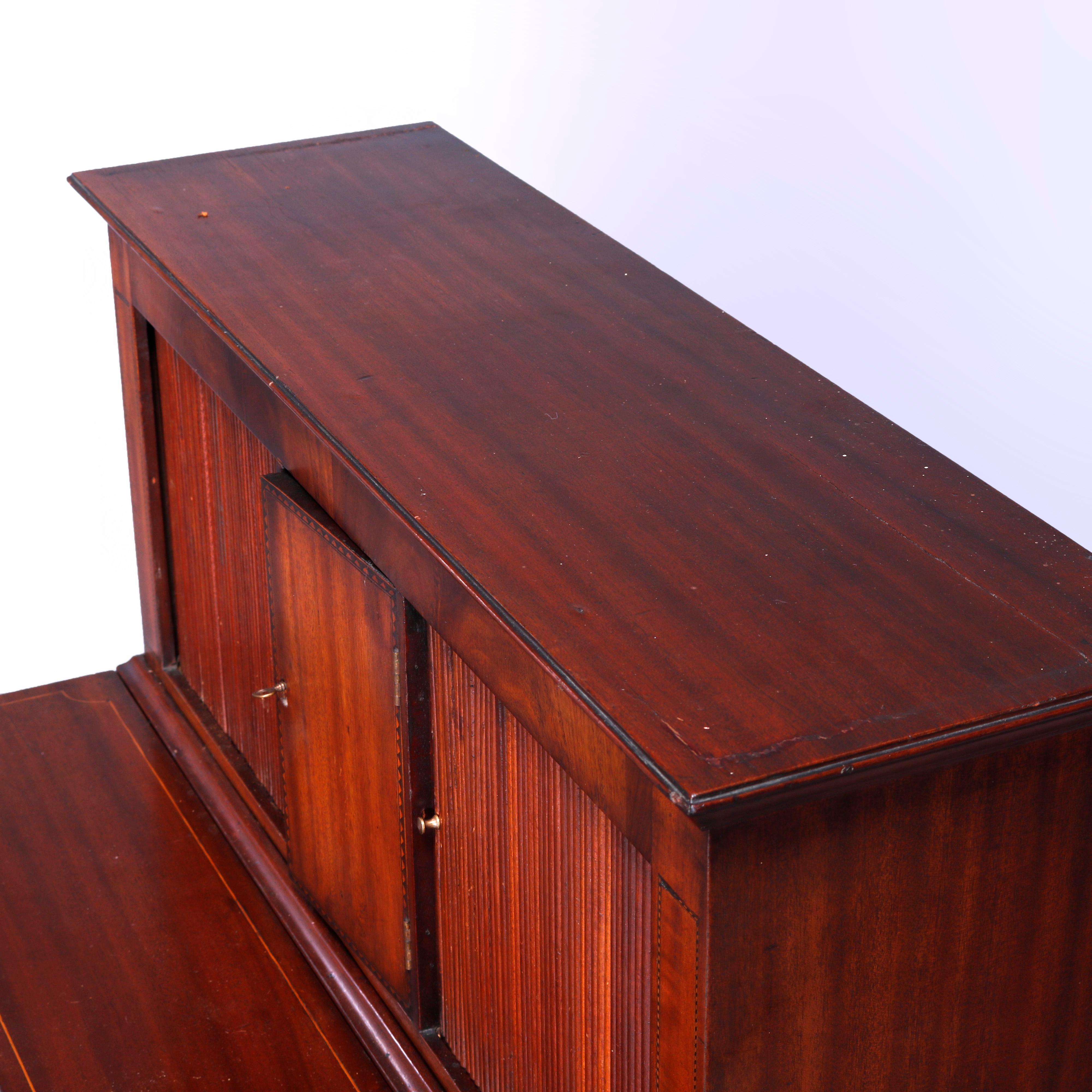 Antique English Mahogany Hepplewhite Tambour Desk Circa 1820 9