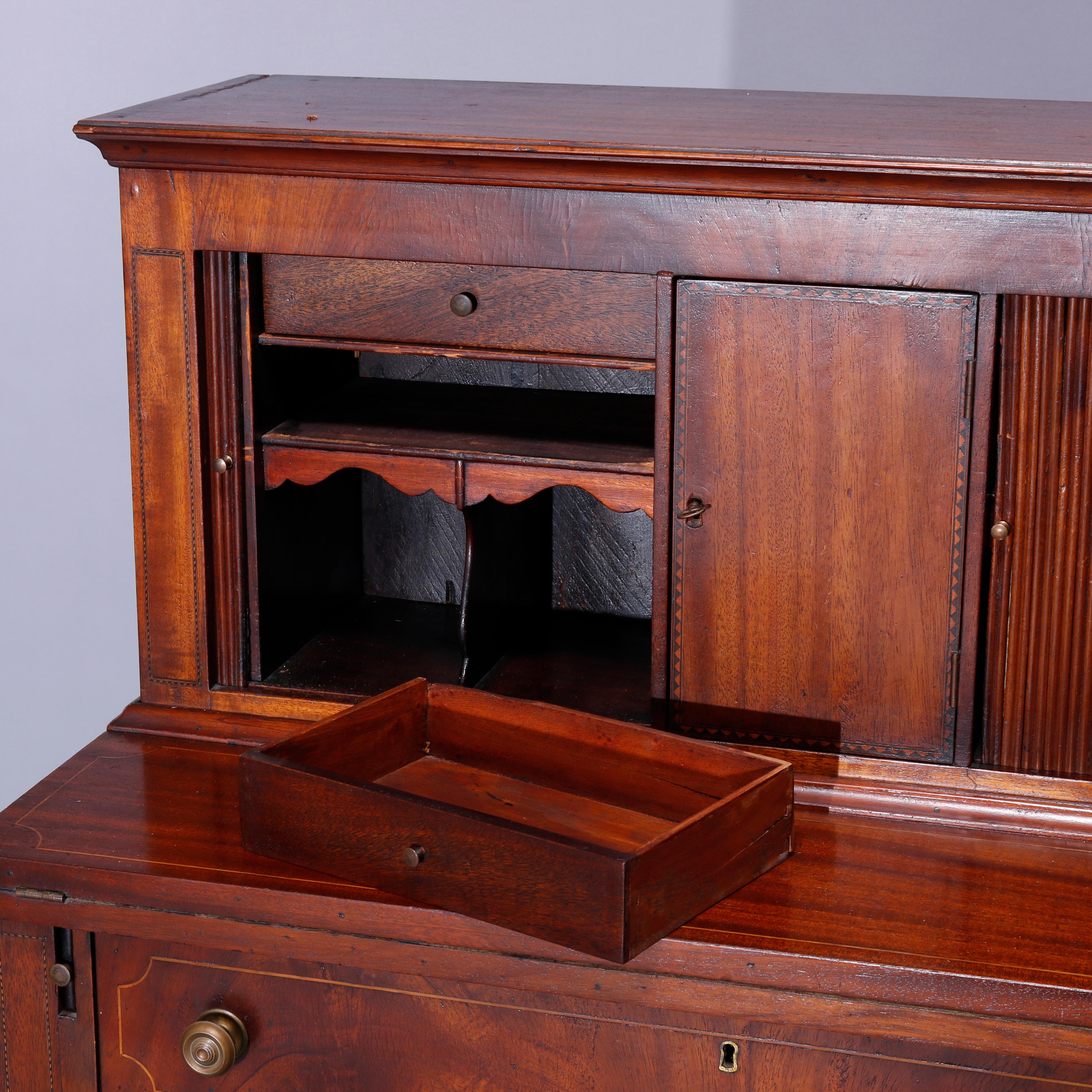 Antique English Mahogany Hepplewhite Tambour Desk Circa 1820 In Good Condition In Big Flats, NY
