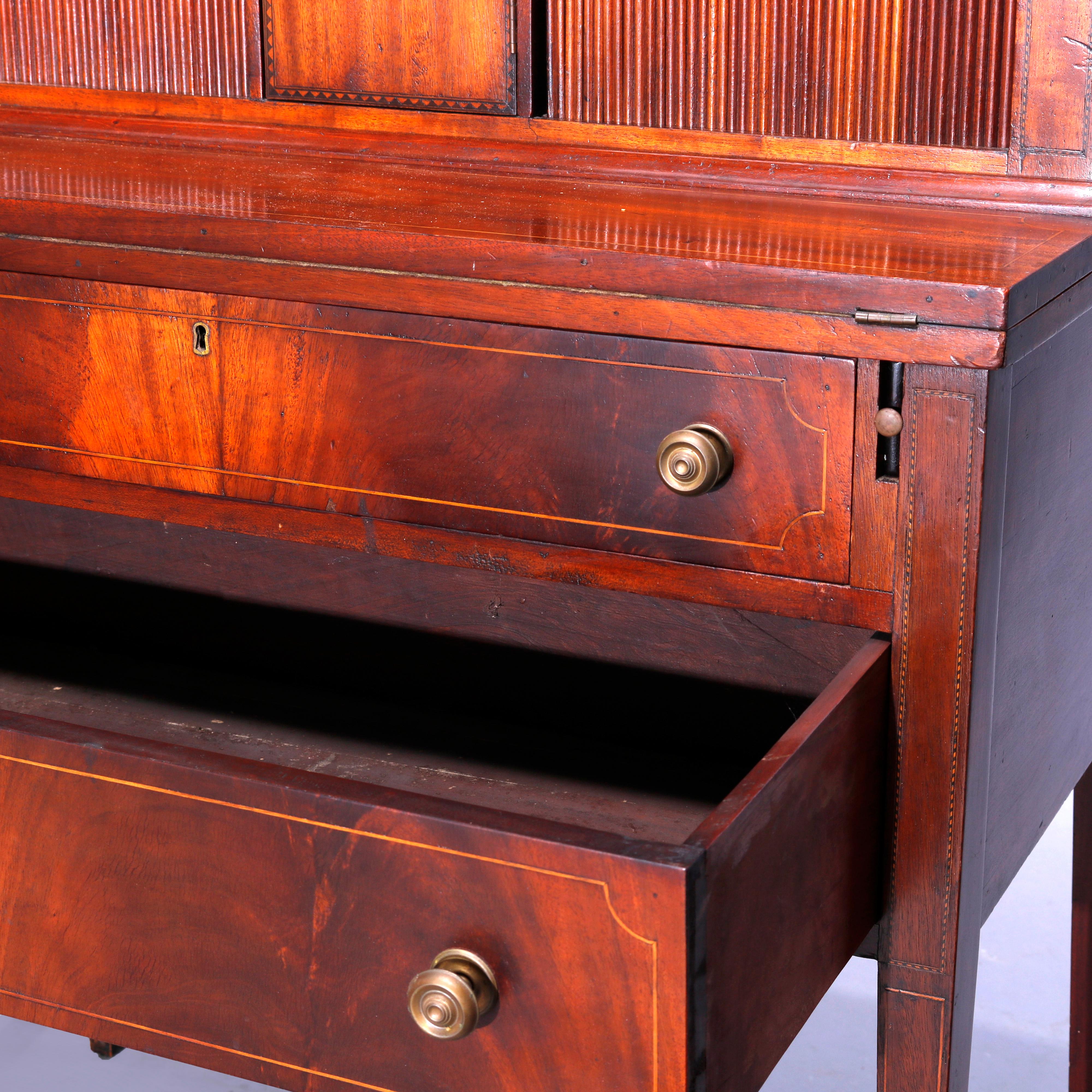 Antique English Mahogany Hepplewhite Tambour Desk Circa 1820 1
