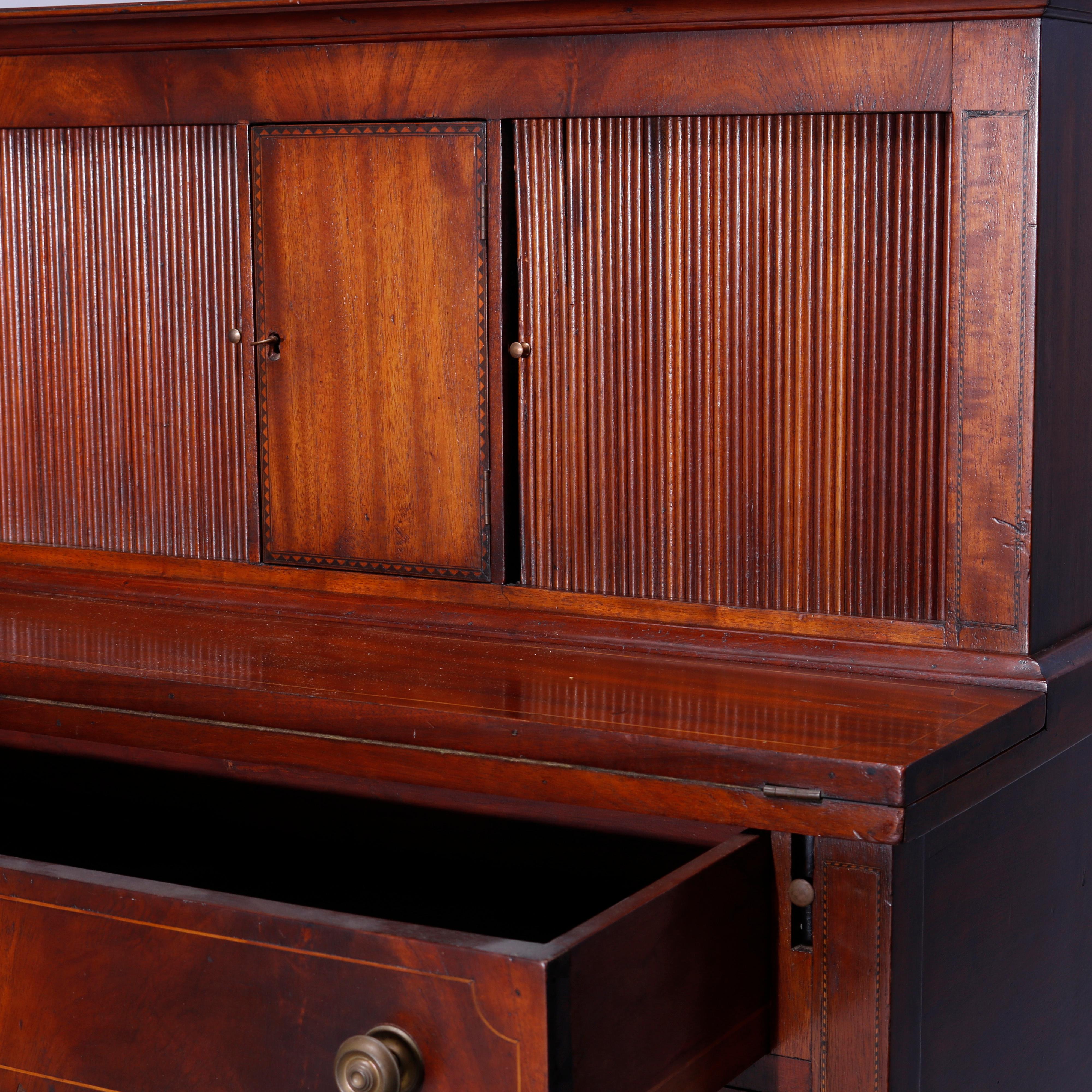 Antique English Mahogany Hepplewhite Tambour Desk Circa 1820 2