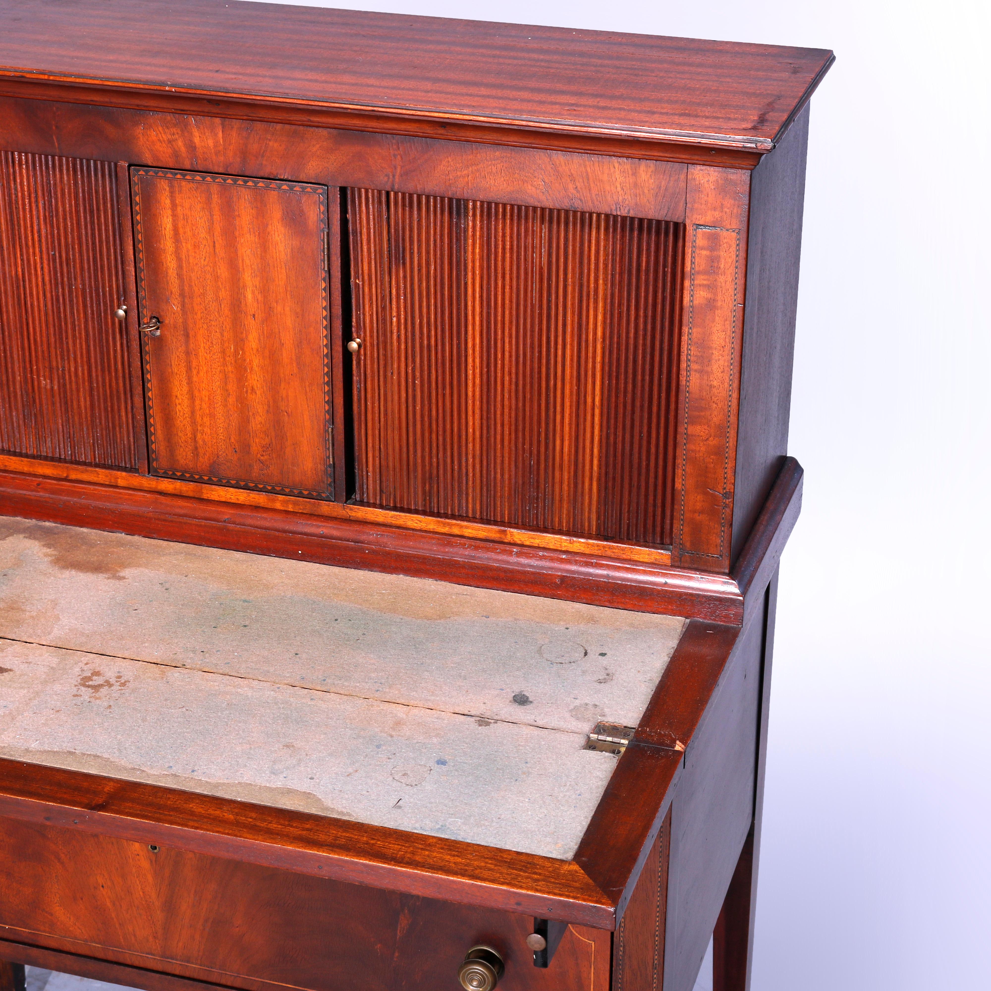Antique English Mahogany Hepplewhite Tambour Desk Circa 1820 3